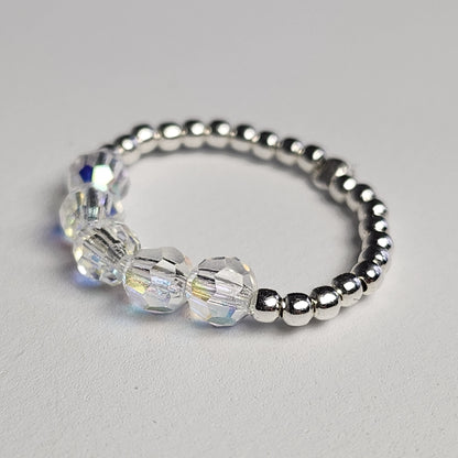 Anillo Cintillo Con Cristal Swarovski Elements Plata 925 Elastizados