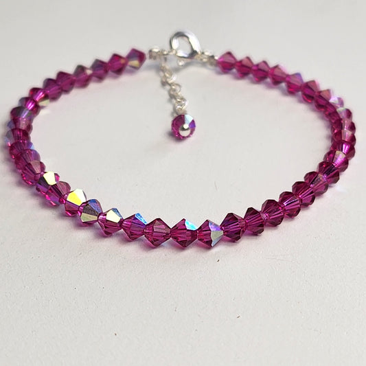 Pulsera ALMA Cristal Swarovski 4mm Fuchsia ab