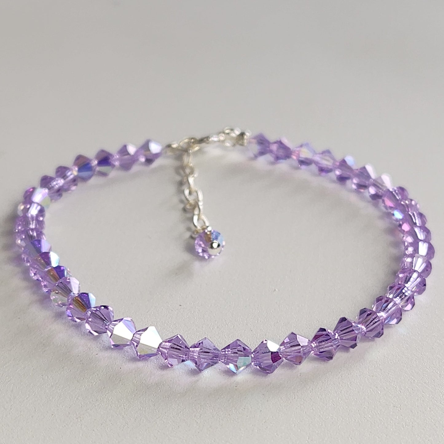 Pulsera ALMA Cristal Swarovski Elements Violet AB 4mm Plata 925