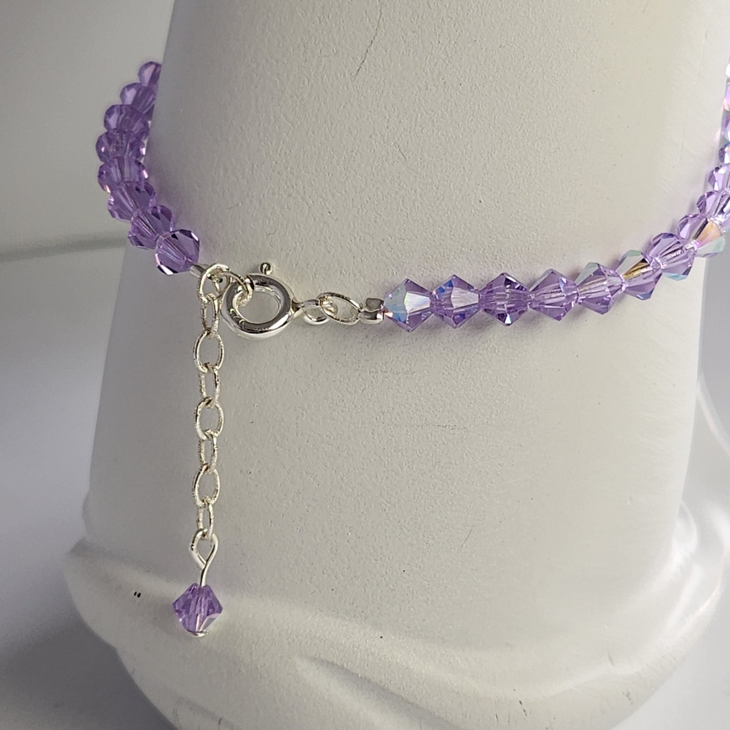 Pulsera ALMA Cristal Swarovski Elements Violet AB 4mm Plata 925