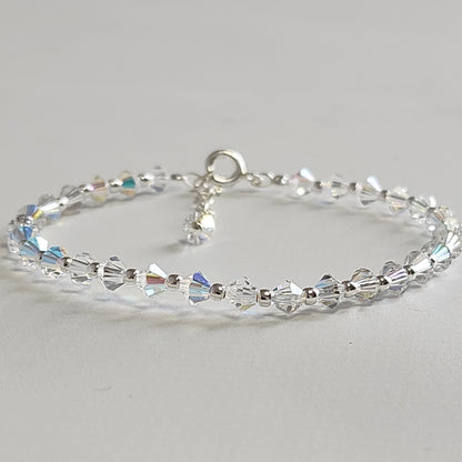 Pulsera Cristal Swarovski Elements Bolita Plata 925 Varios Colores