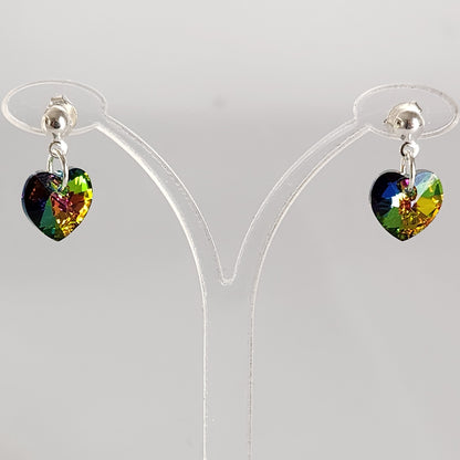 Aros Colgantes Corazón Cristal Swarovski Elements Plata 925 Varios Colores