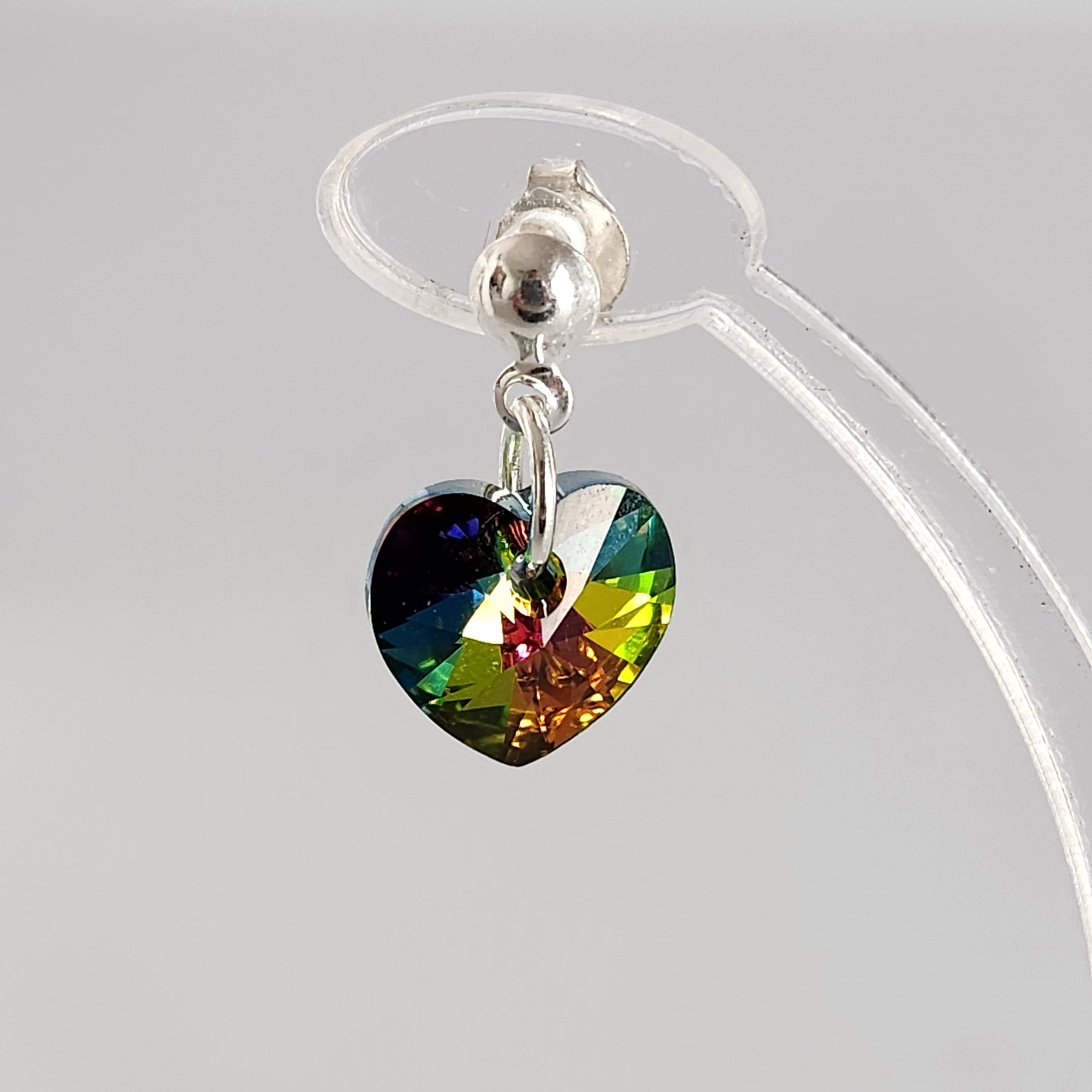 Aros Colgantes Corazón Cristal Swarovski Elements Plata 925 Varios Colores