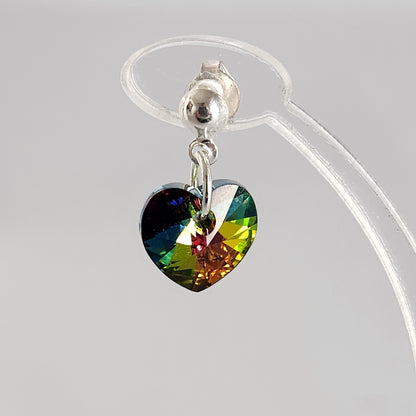Aros Colgantes Corazón Cristal Swarovski Elements Plata 925 Varios Colores