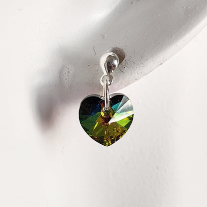 Aros Colgantes Corazón Cristal Swarovski Elements Plata 925 Varios Colores