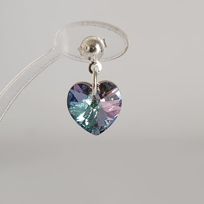 Aros Colgantes Corazón Cristal Swarovski Elements Plata 925 Varios Colores