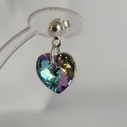 Aros Colgantes Corazón Cristal Swarovski Elements Plata 925 Varios Colores