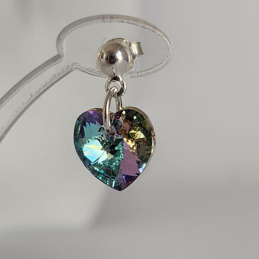 Aros Colgantes Corazón Cristal Swarovski Elements Plata 925 Varios Colores
