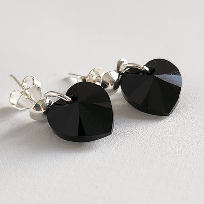 Aros Colgantes Corazón Cristal Swarovski Elements Plata 925 Varios Colores