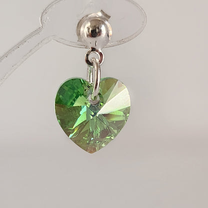 Aros Colgantes Corazón Cristal Swarovski Elements Plata 925 Varios Colores