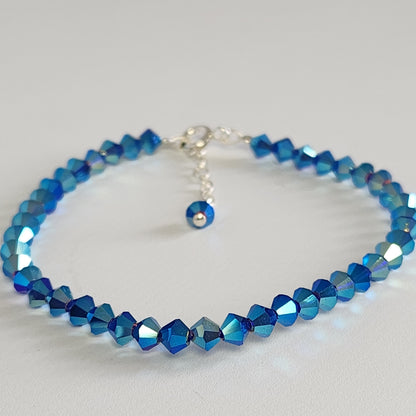 Pulsera ALMA Cristal Swarovski 4mm Cobalt Blue ab 2x
