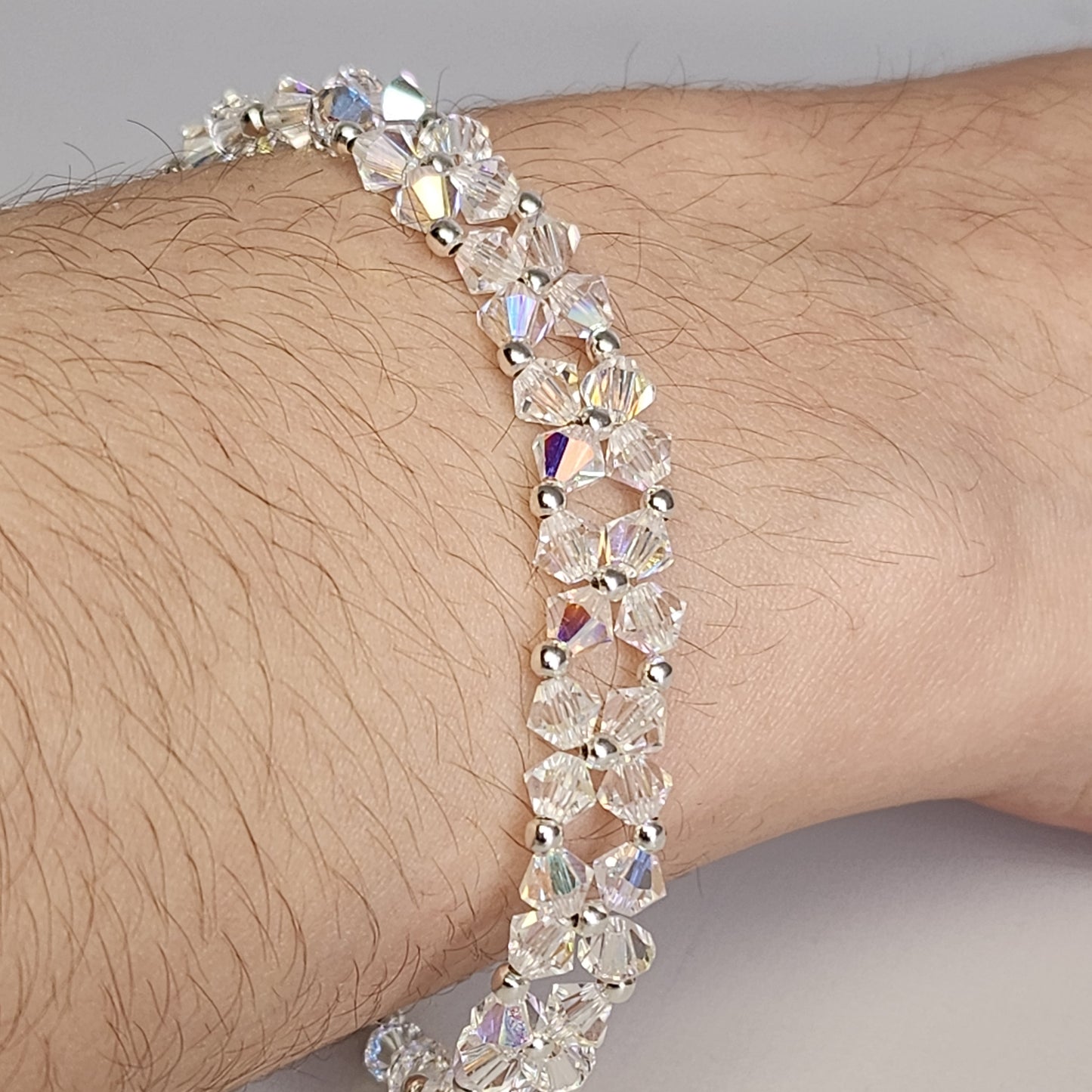 Pulsera Abundancia Cristal Swarovski Elements 4mm Plata 925 Colores