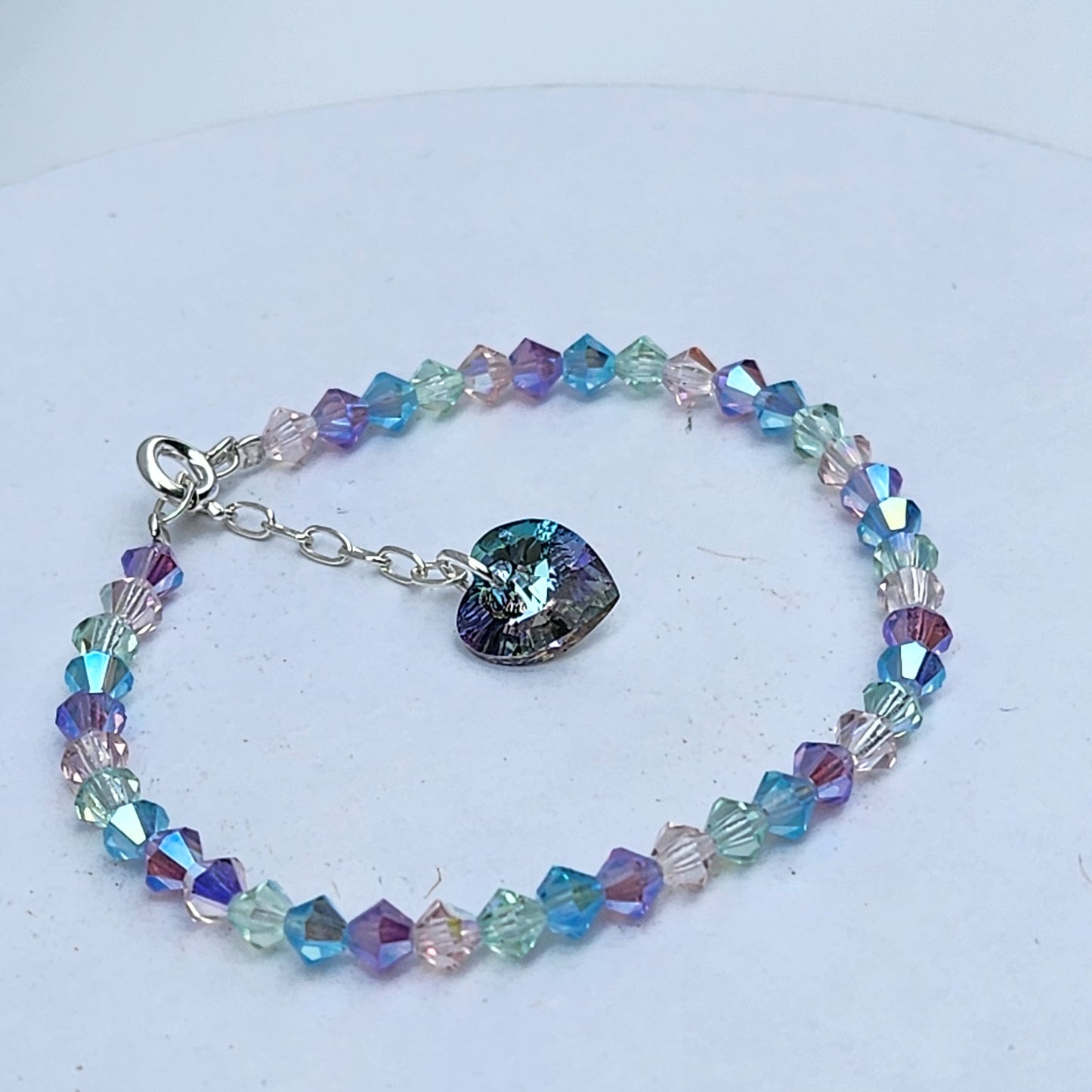 Pulsera Cristal Swarovski Elements Dije Corazon 4mm Todos Los Colores