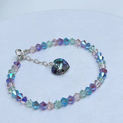 Pulsera Cristal Swarovski Elements Dije Corazon 4mm Todos Los Colores