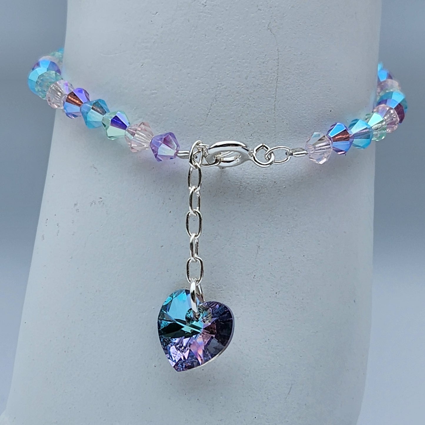 Pulsera Cristal Swarovski Elements Dije Corazon 4mm Todos Los Colores