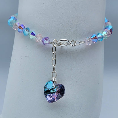 Pulsera Cristal Swarovski Elements Dije Corazon 4mm Todos Los Colores