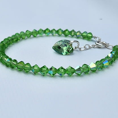 Pulsera Cristal Swarovski Elements Dije Corazon 4mm Todos Los Colores
