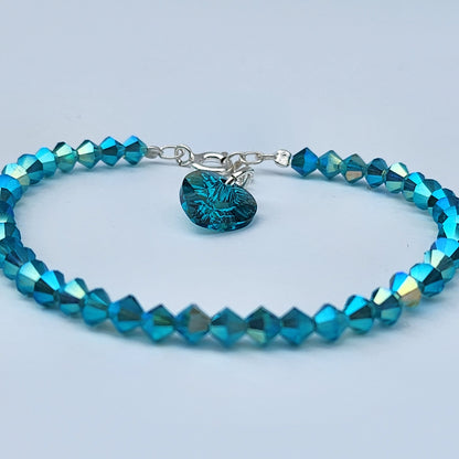 Pulsera Cristal Swarovski Elements Dije Corazon 4mm Todos Los Colores