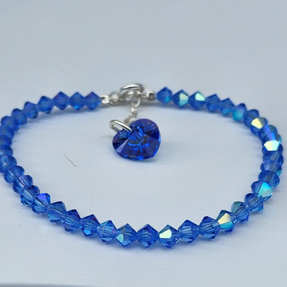 Pulsera Cristal Swarovski Elements Dije Corazon 4mm Todos Los Colores