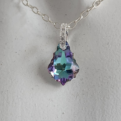 Collar BAROQUE 16mm Cristal Swarovski Elements Aurora Boreal Plata 925
