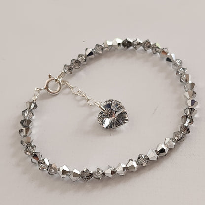 Pulsera Cristal Swarovski Elements Dije Corazon 4mm Todos Los Colores