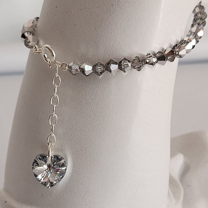 Pulsera Cristal Swarovski Elements Dije Corazon 4mm Todos Los Colores