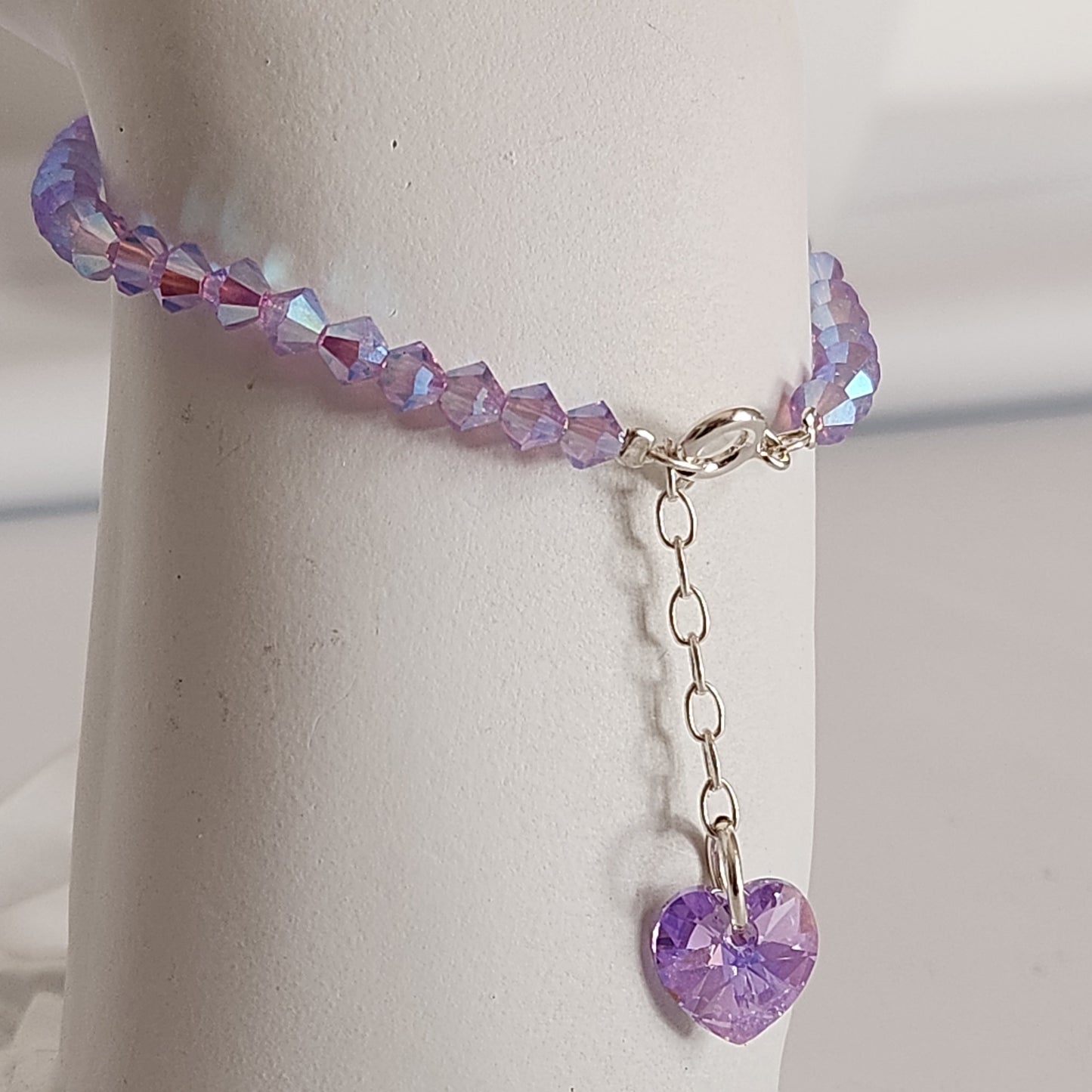 Pulsera Cristal Swarovski Elements Dije Corazon 4mm Todos Los Colores