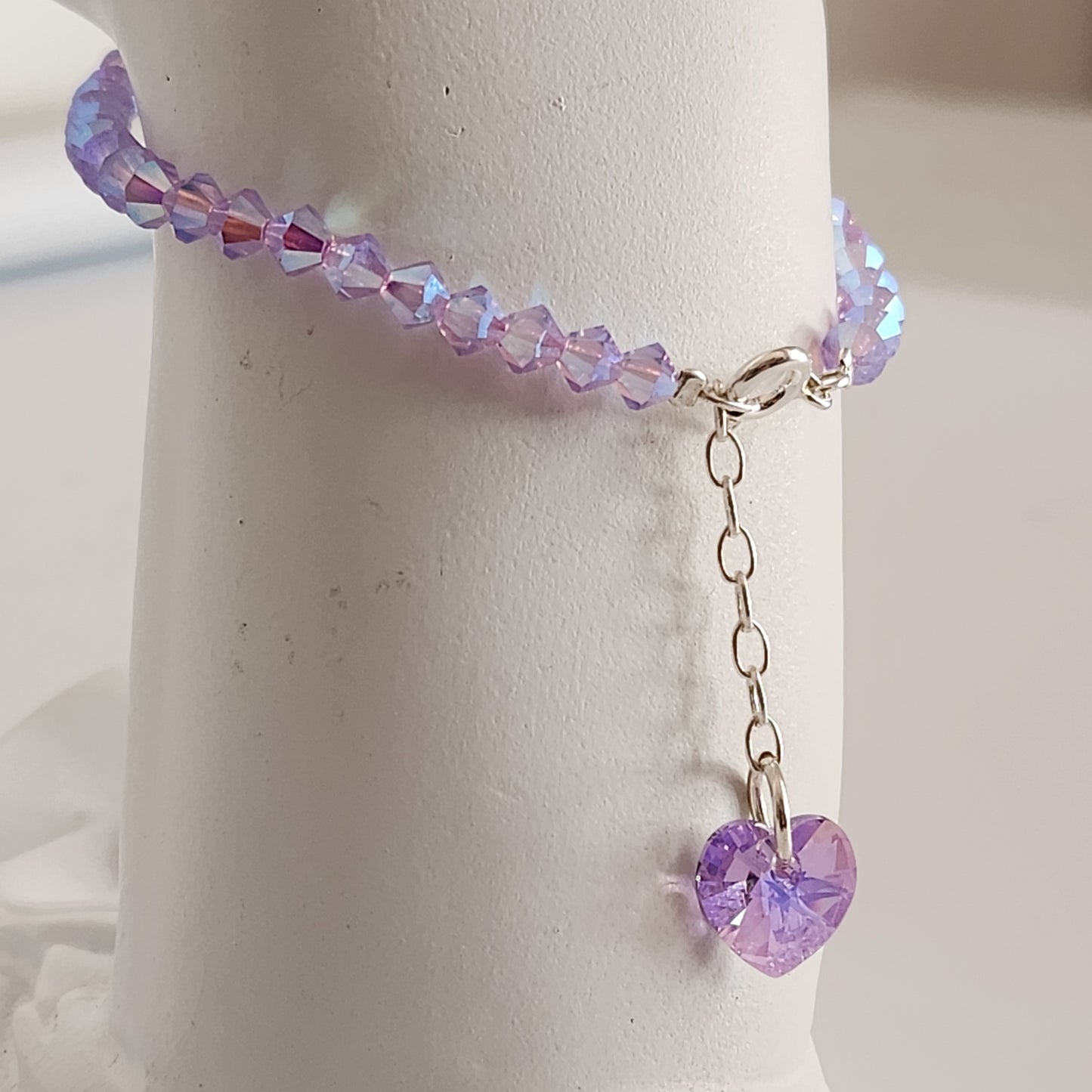 Pulsera Cristal Swarovski Elements Dije Corazon 4mm Todos Los Colores