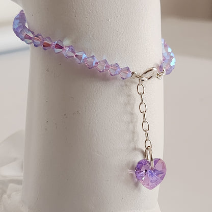 Pulsera Cristal Swarovski Elements Dije Corazon 4mm Todos Los Colores