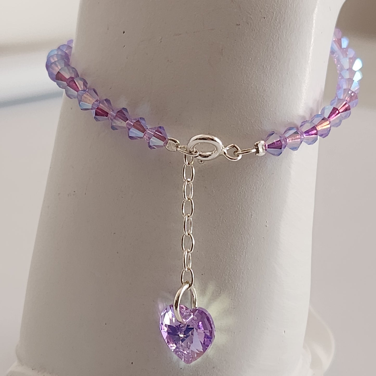 Pulsera Cristal Swarovski Elements Dije Corazon 4mm Todos Los Colores