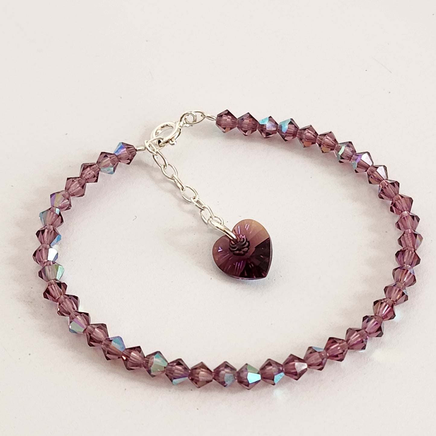 Pulsera Cristal Swarovski Elements Dije Corazon 4mm Todos Los Colores