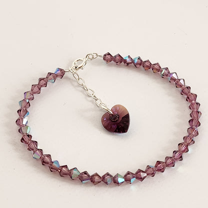 Pulsera Cristal Swarovski Elements Dije Corazon 4mm Todos Los Colores