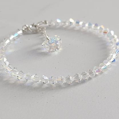 Pulsera Cristal Swarovski Elements Dije Corazon 4mm Todos Los Colores