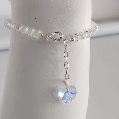 Pulsera Cristal Swarovski Elements Dije Corazon 4mm Todos Los Colores