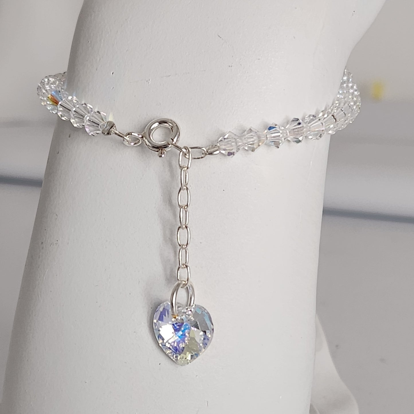 Pulsera Cristal Swarovski Elements Dije Corazon 4mm Todos Los Colores