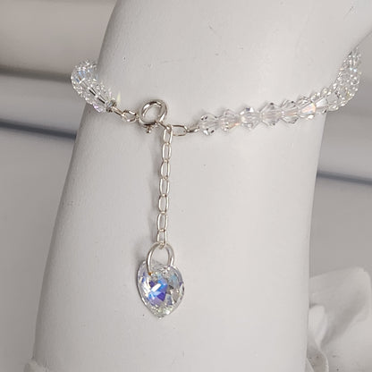 Pulsera Cristal Swarovski Elements Dije Corazon 4mm Todos Los Colores
