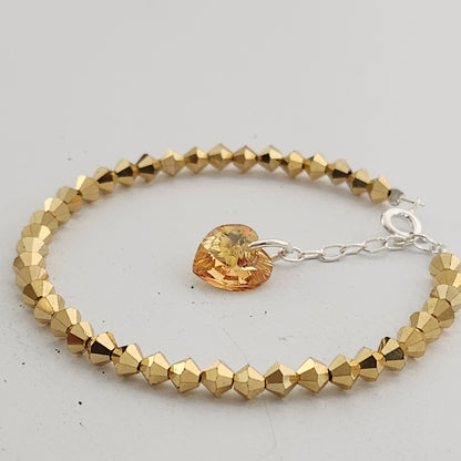Pulsera Cristal Swarovski Elements Dije Corazon 4mm Todos Los Colores