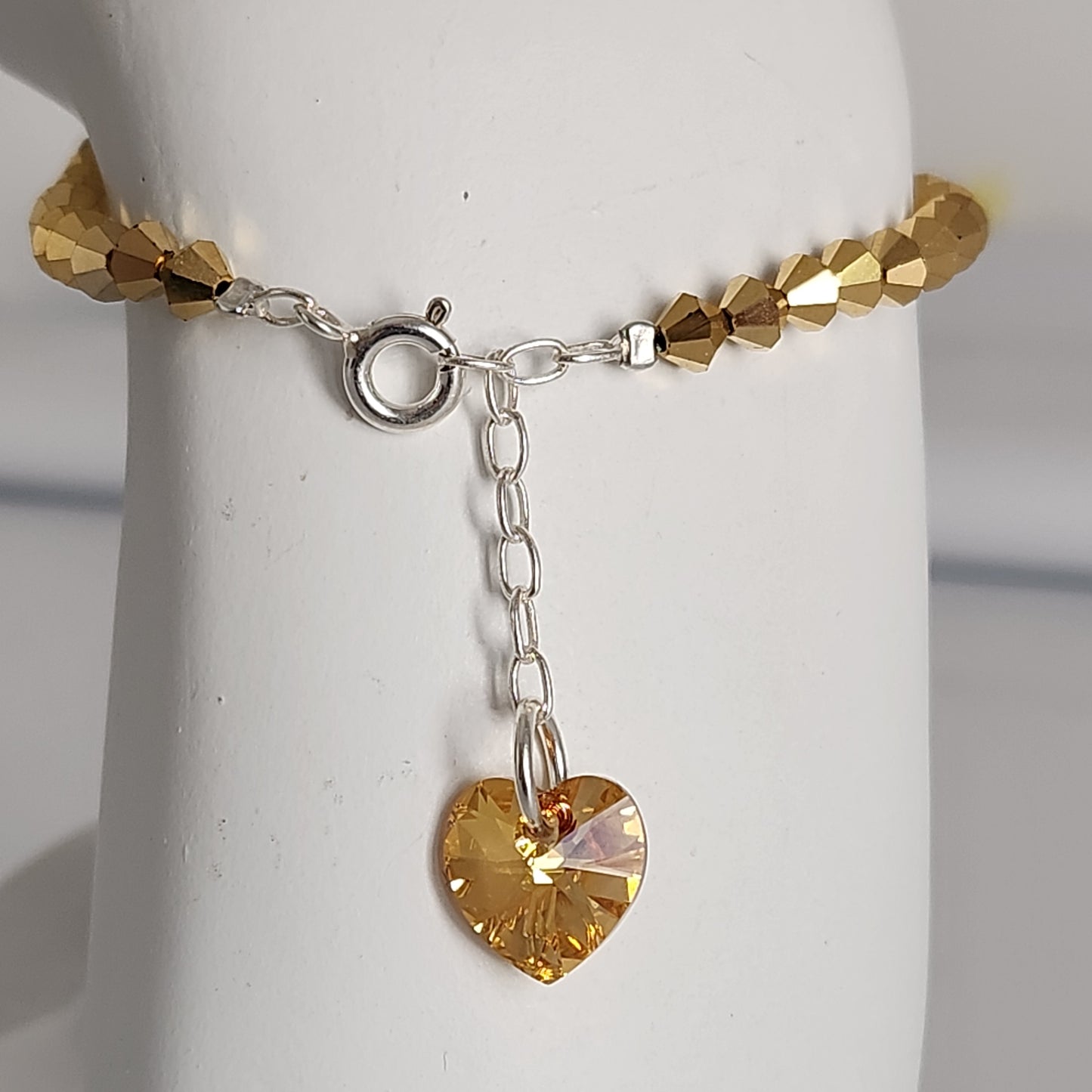 Pulsera Cristal Swarovski Elements Dije Corazon 4mm Todos Los Colores