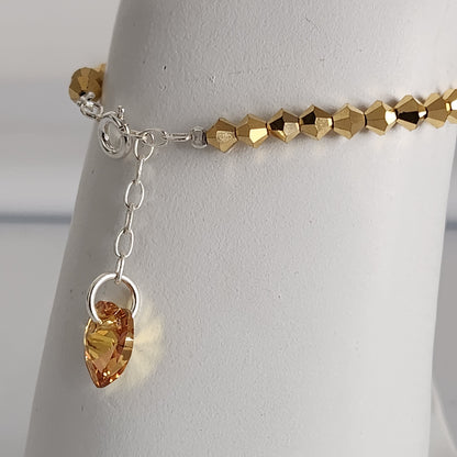 Pulsera Cristal Swarovski Elements Dije Corazon 4mm Todos Los Colores