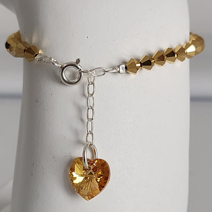 Pulsera Cristal Swarovski Elements Dije Corazon 4mm Todos Los Colores