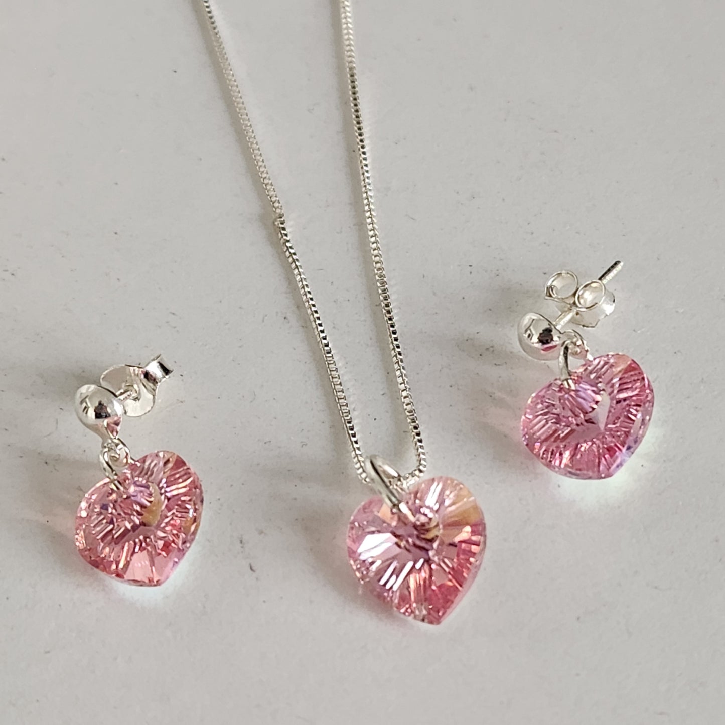 Conjunto Aros + Corazón 10mm Cristal Swarovski Elements Plata 925