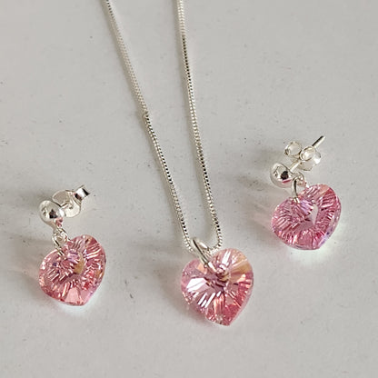 Conjunto Aros + Corazón 10mm Cristal Swarovski Elements Plata 925