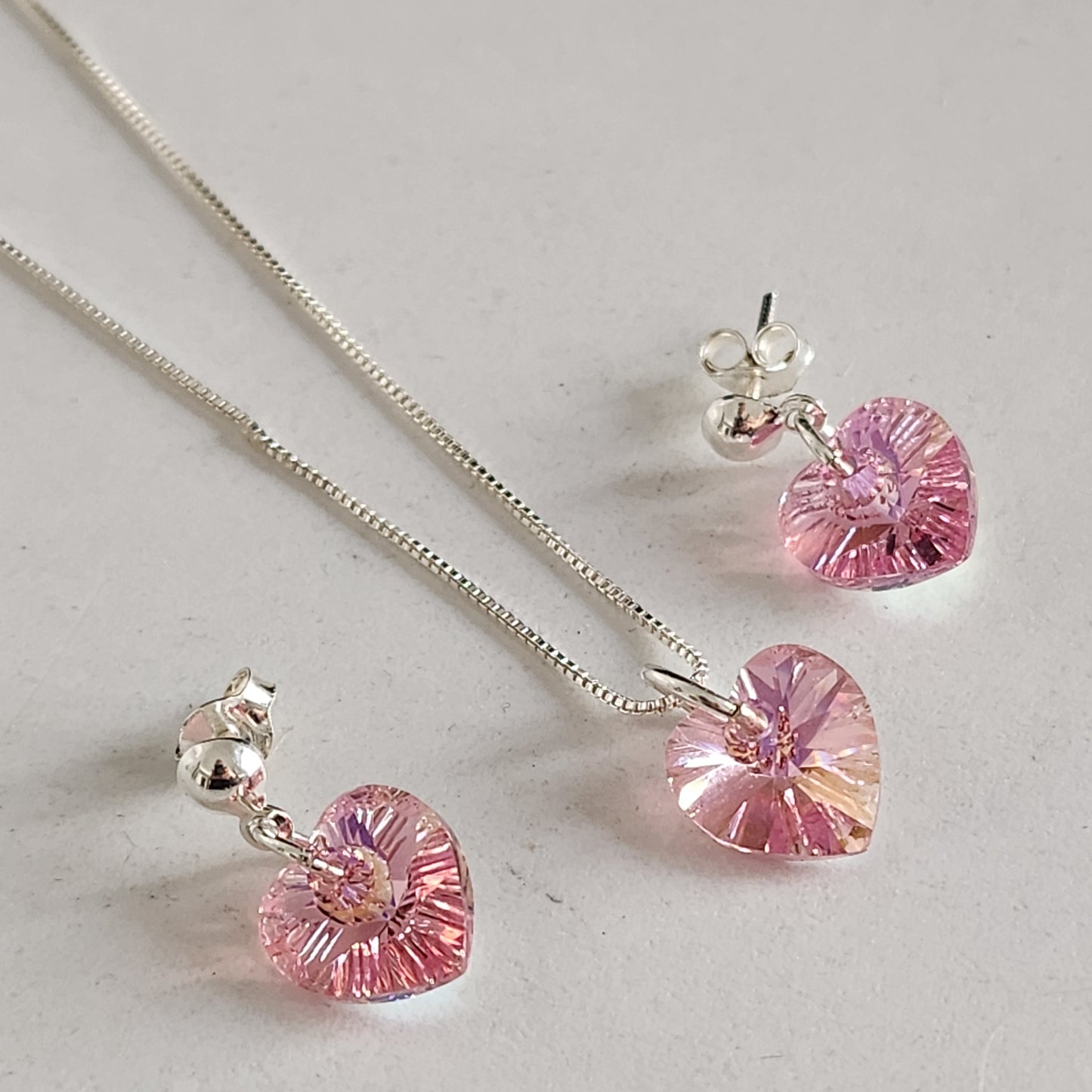 Conjunto Aros + Corazón 10mm Cristal Swarovski Elements Plata 925