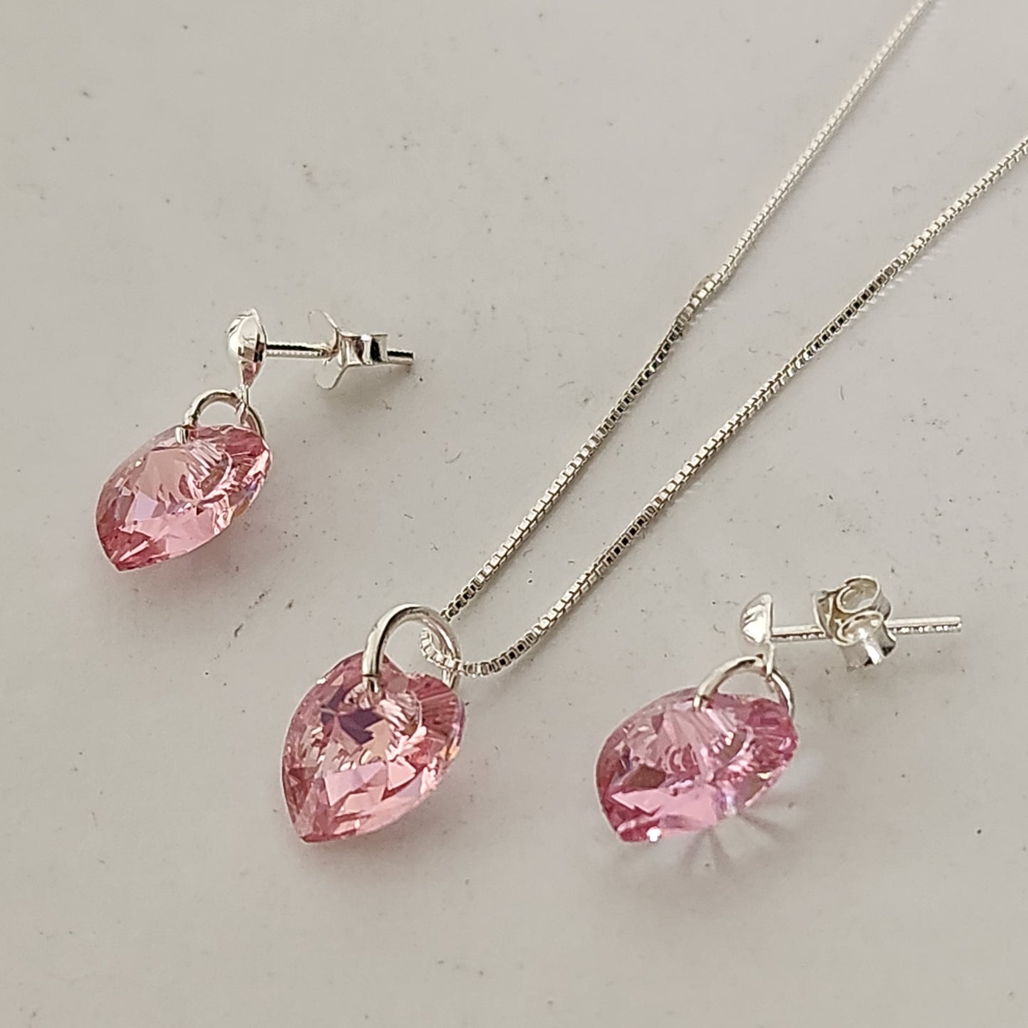 Conjunto Aros + Corazón 10mm Cristal Swarovski Elements Plata 925