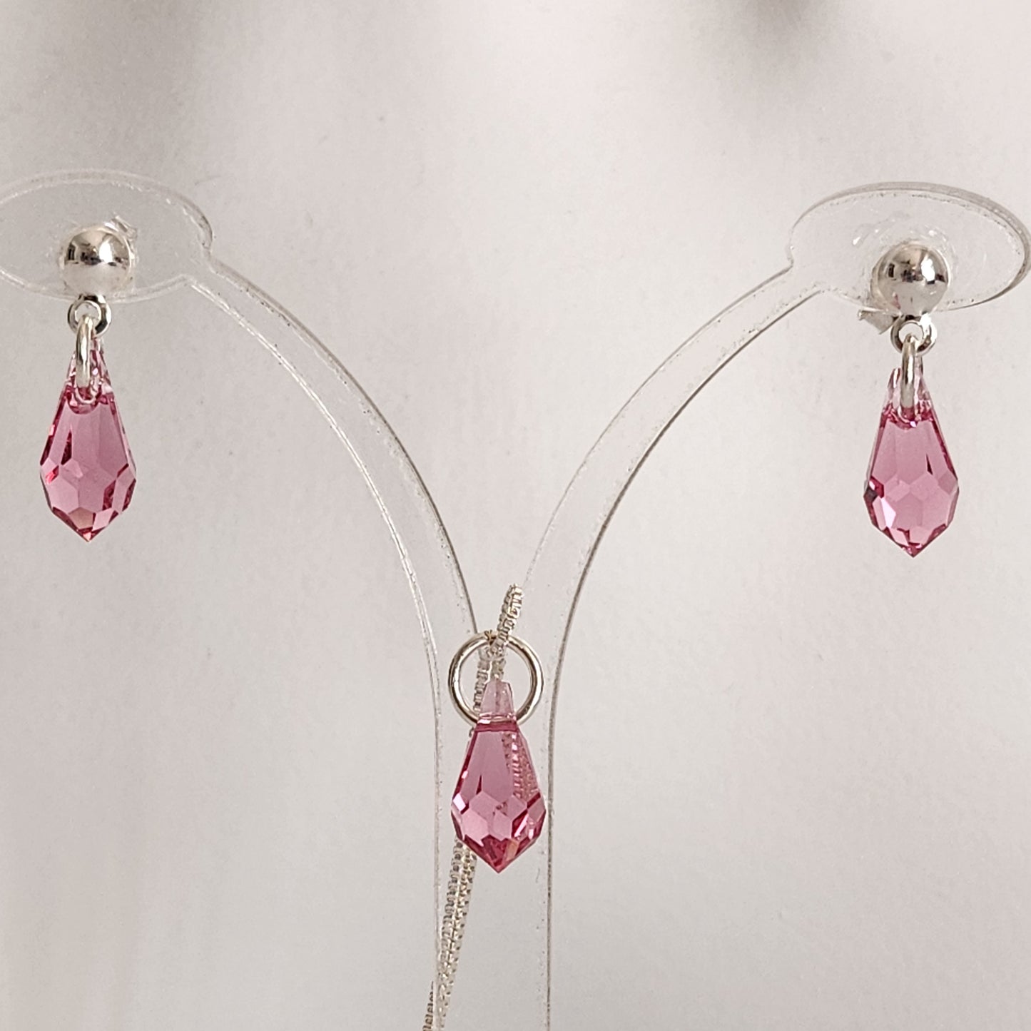 Collar Aros Lagrima Cristal Swarovski Elements Aurorar Plata 925