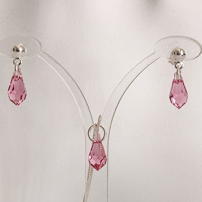Collar Aros Lagrima Cristal Swarovski Elements Aurorar Plata 925