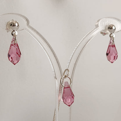 Collar Aros Lagrima Cristal Swarovski Elements Aurorar Plata 925
