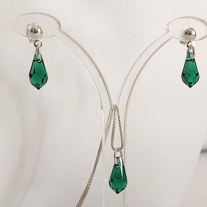 Collar Aros Lagrima Cristal Swarovski Elements Aurorar Plata 925
