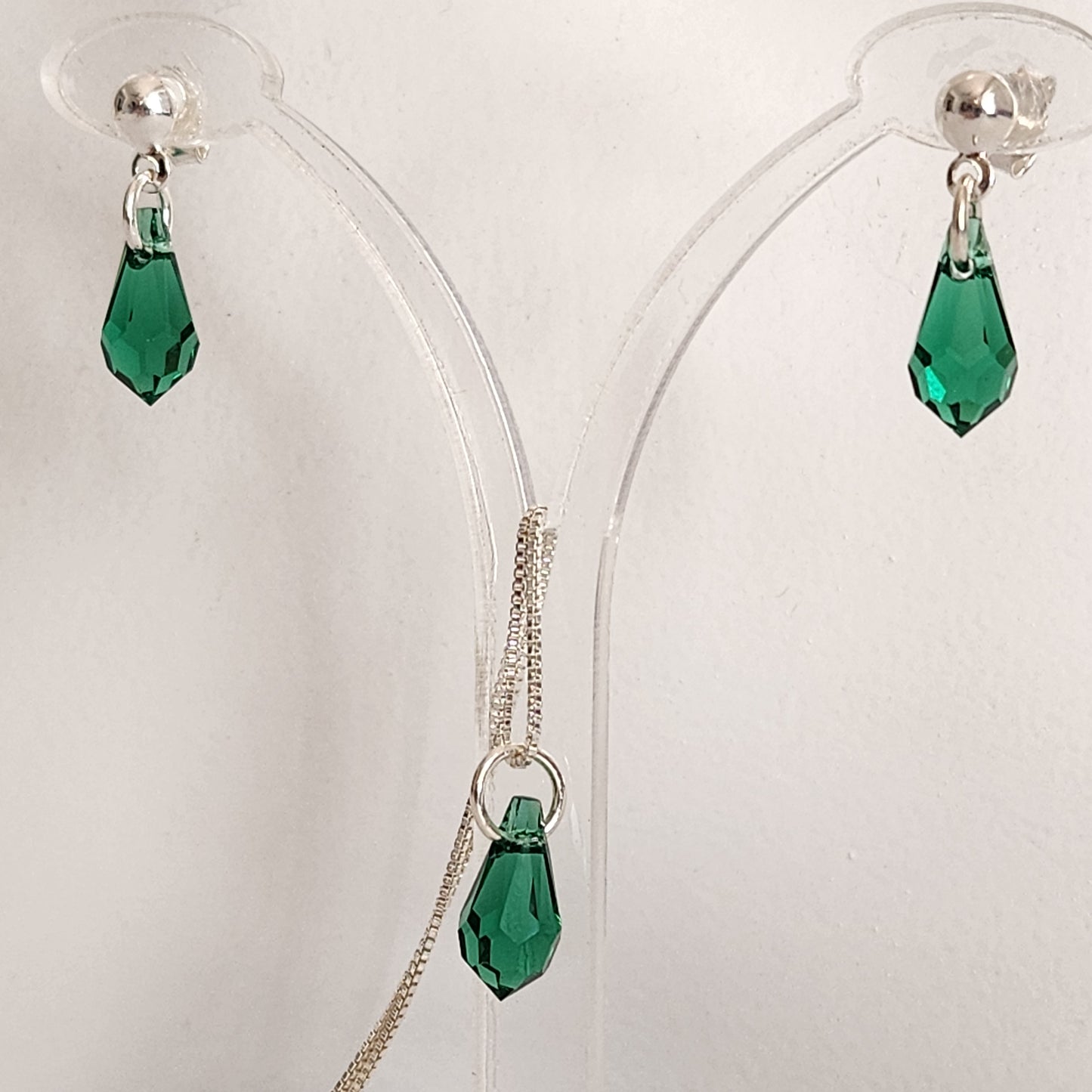 Collar Aros Lagrima Cristal Swarovski Elements Aurorar Plata 925