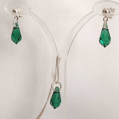 Collar Aros Lagrima Cristal Swarovski Elements Aurorar Plata 925